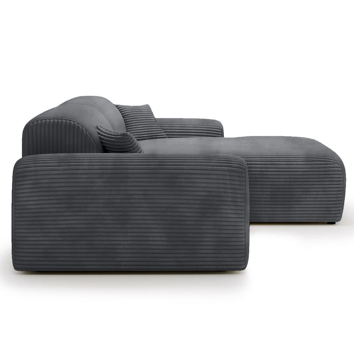 ECKSOFA mit Longchair - Cord - Blau/Schwarz, Kunststoff/Textil (284/178cm) - home24