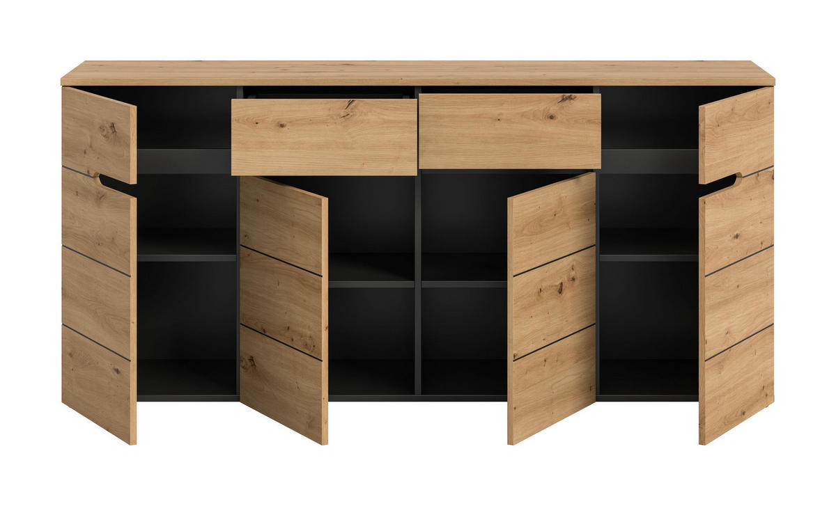 KOMMODE CANU (B/H/T: ca. 173/81/41 cm) in Basalt grau/Artisan Nachbildung - Grau, Holzwerkstoff (173/81/41cm)