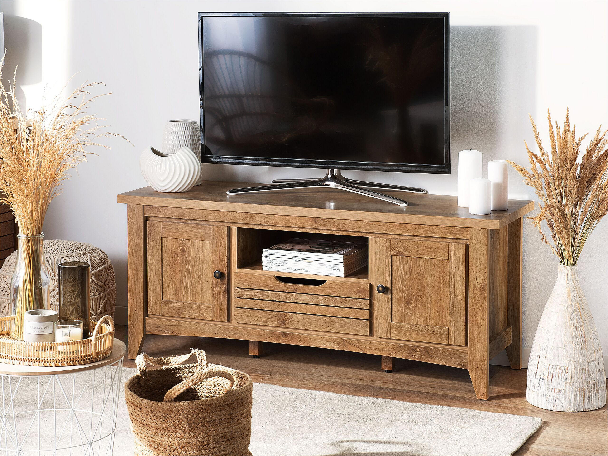 TV-MÖBEL Hellbraun AGORA 43/138/60 cm - Hellbraun, Holzwerkstoff (138/60/43cm) - Beliani