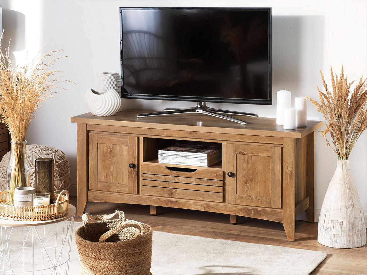 TV-MÖBEL Hellbraun AGORA 43/138/60 cm - Hellbraun, Holzwerkstoff (138/60/43cm) - Beliani