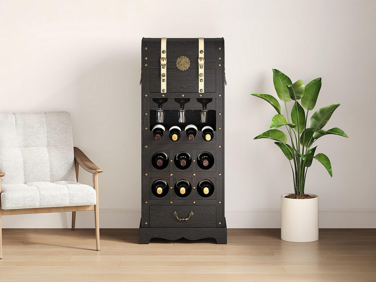WEINREGAL - 43 cm x 29.5 cm - holz - schwarz Cavina - Schwarz, Holz (43/100/29.5cm) - Vente-Unique