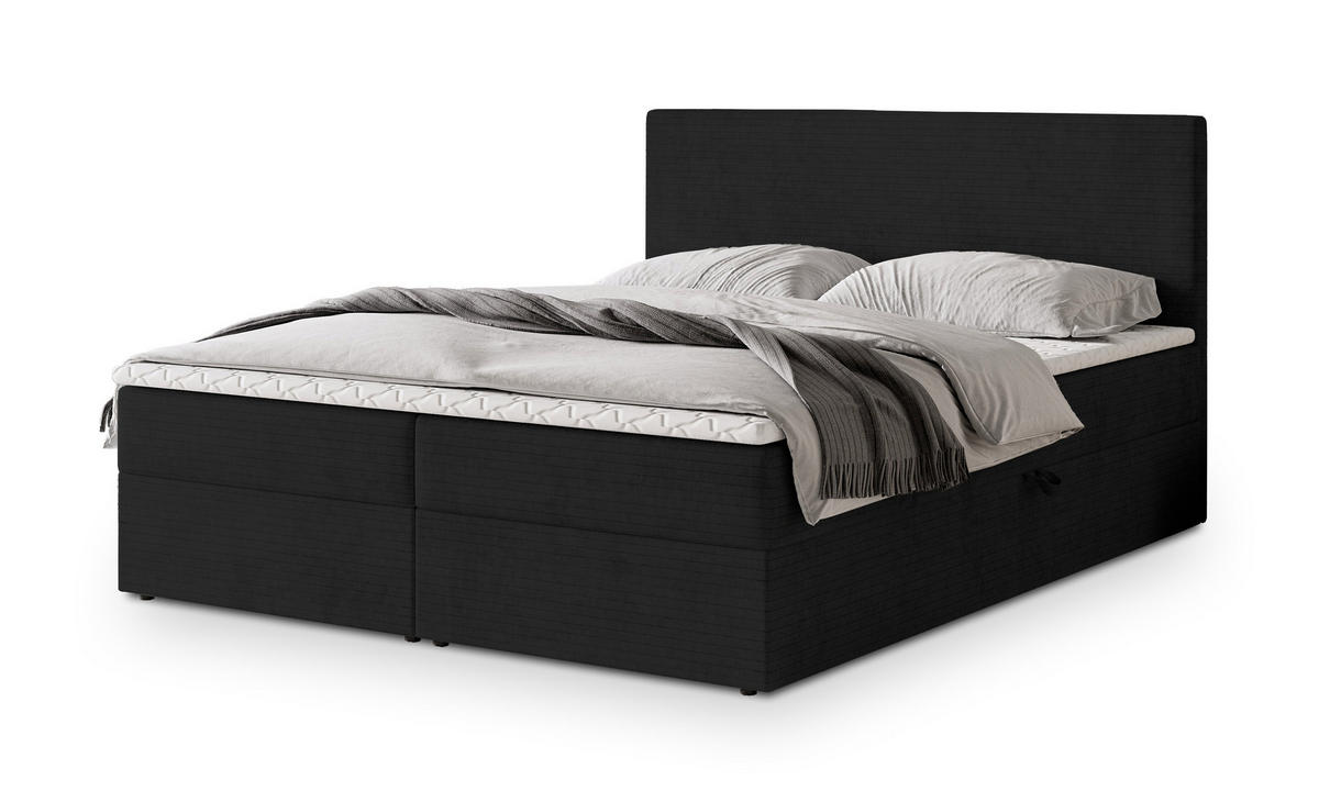 POSTEL BOXSPRING NIRA 160x200 cm, s matrací a úložným prostorem, černá - černá, kompozitní dřevo/textil (160/200cm) - MASSENO