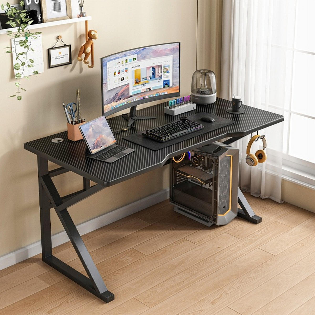 SCHREIBTISCH, schwarz 120/74/60cm - Schwarz, Holzwerkstoff (60/120/74cm)