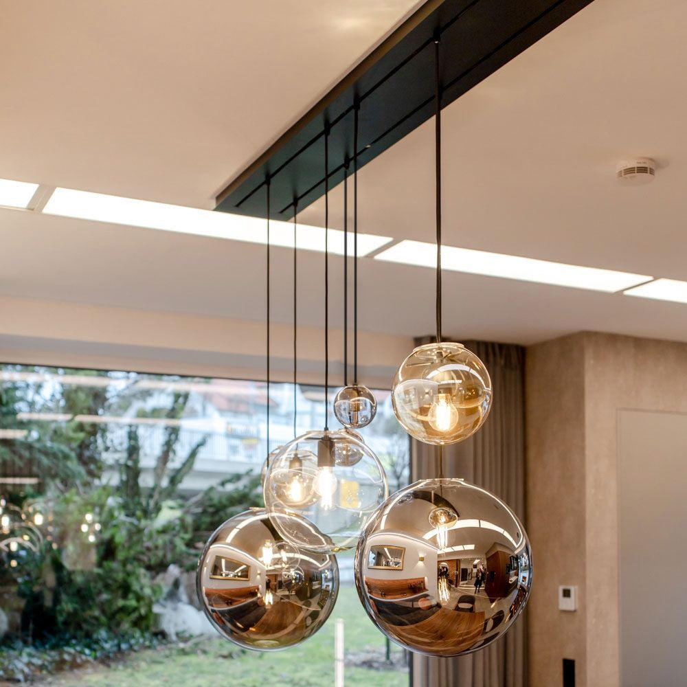 HÄNGELAMPE Orb 1.5m Abhängung Rauch/Weiß Ø 50cm - Anthrazit/Weiß, Glas (50/50/50cm) - s.luce