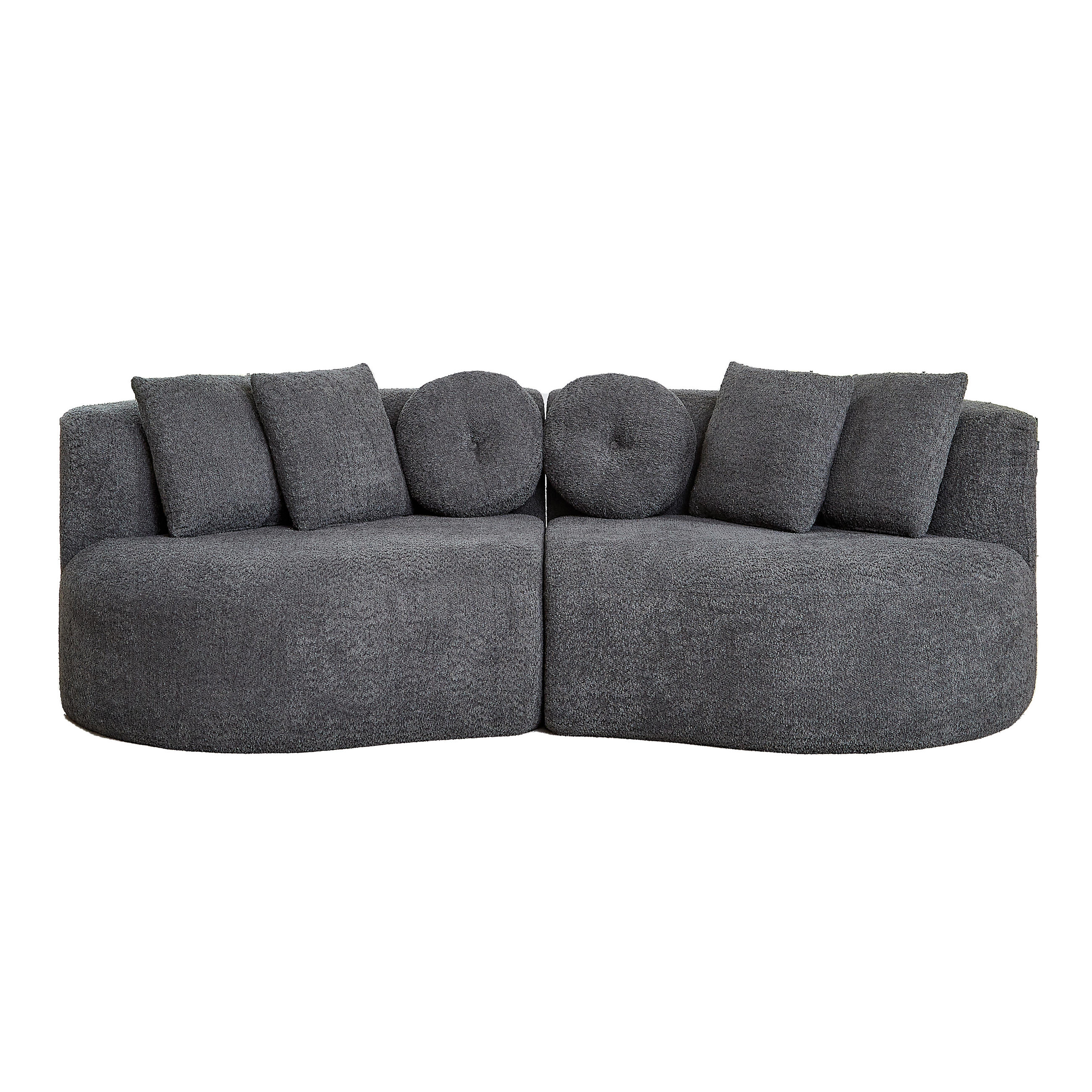 3-SITZER SOFA Geschwungenes Modulares Chenille Cashew - Grau, Textil (223/79/109cm) - Urban Meuble