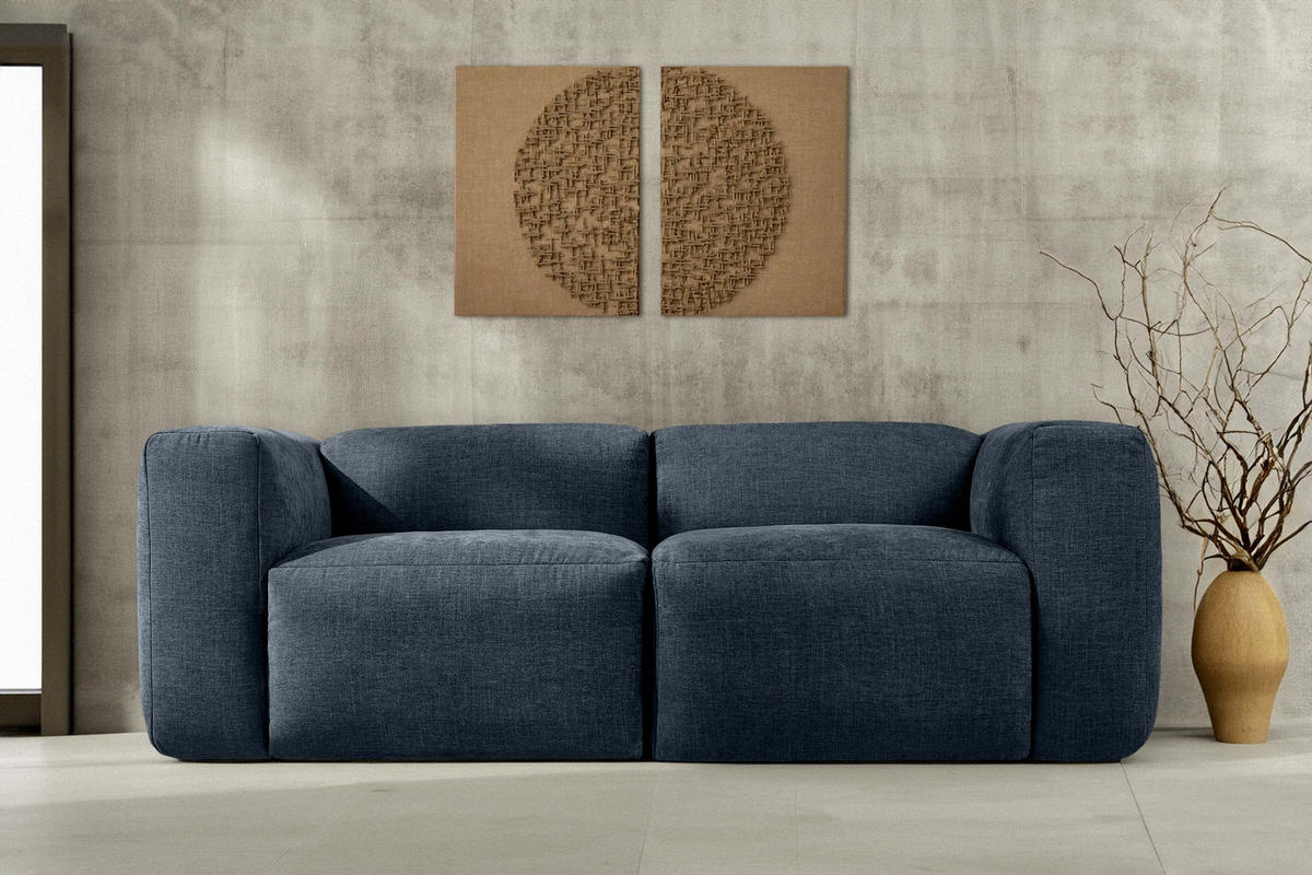 2-SITZER-MODULSOFA BUFFO mit extrem weicher und bequemer Sitzfläche, Gewebestoff, dunkelblau - Dunkelblau, Textil (210/73/96cm) - KONSIMO®