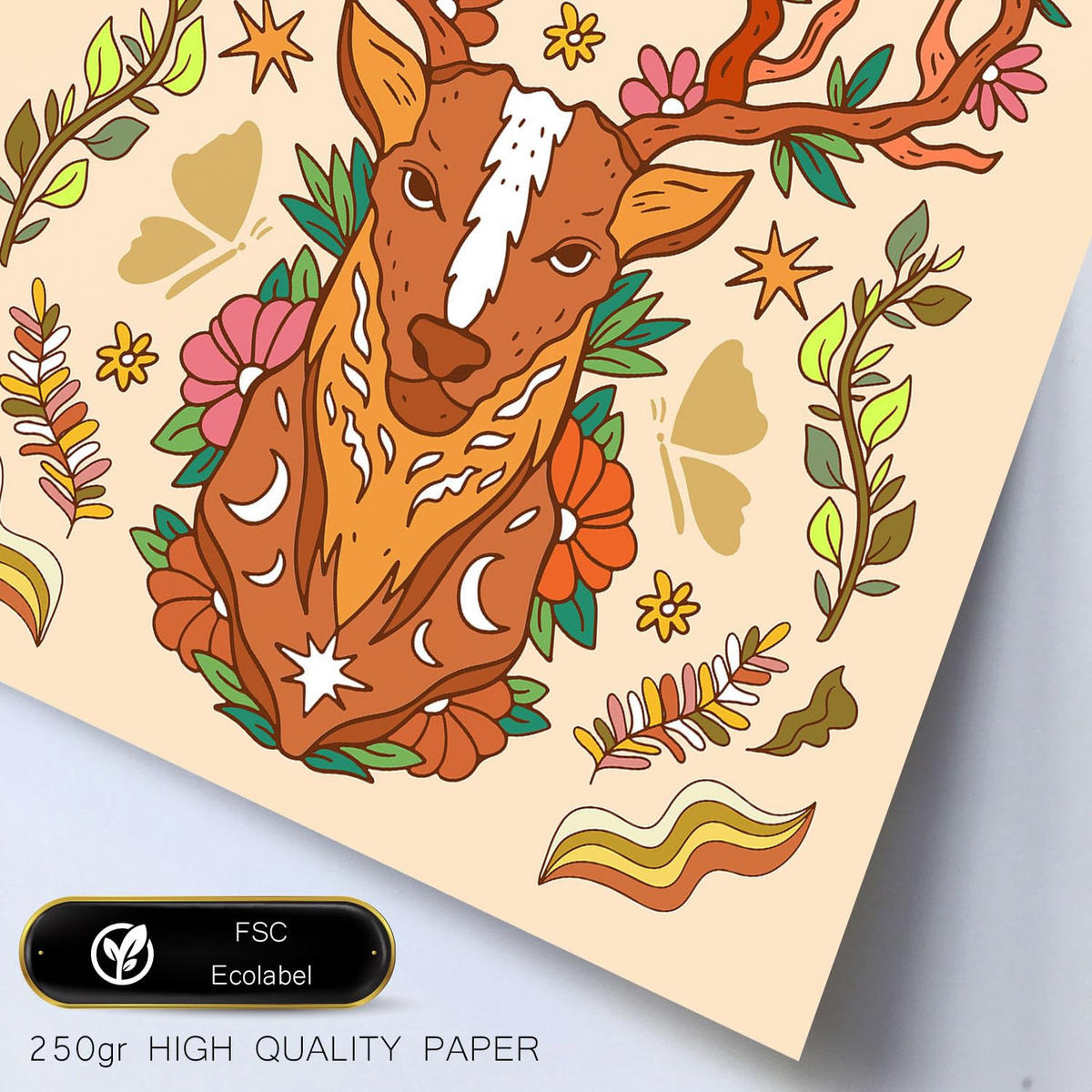 POSTER Set Mit 6 Drucken Von Orange In Brilliant Groovy Style Collection Dekorative Rahmen Für Zuhause Wandkunstdruck A3 & A4 Rahmen Aus Hellem Holz - Beige, Papier (29/3cm) - Nacnic