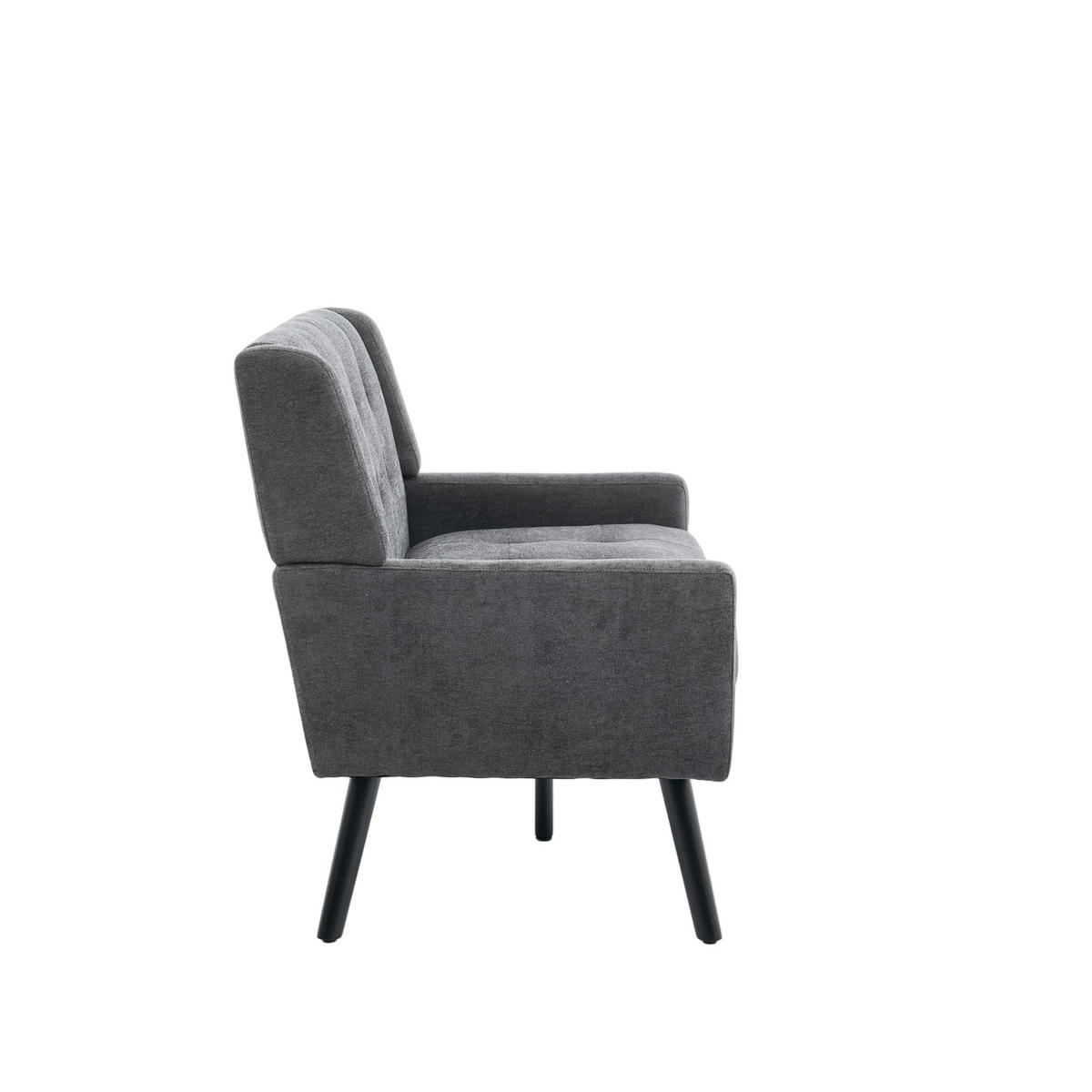 SITZBANK 2-Sitzer Leinenpolster mit Knopfsteppung, Massivholzbeinen 119/75/88 cm Dunkelgrau - Dunkelgrau, Textil (75/88/119cm) - Redom