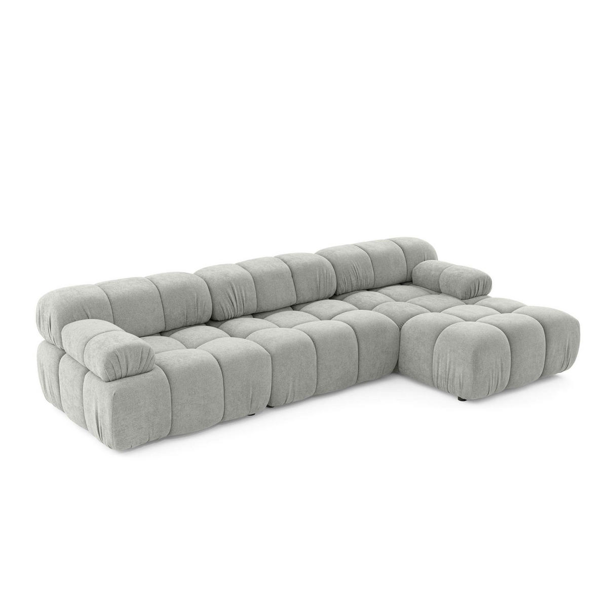 MODULARES Ecksofa MOMENTUM L, Rechts, Breite 282 cm, strukturierter Stoff, Grau - Chromfarben/Grau, Holz/Textil (155/282cm) - Muffo