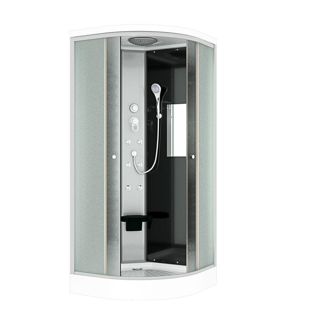 DUSCHE Fertigdusche D10-13M0-EC Schwarz 90x90 - Schwarz, Glas/Kunststoff (90/90/215cm) - AcquaVapore by Sandra Jentho