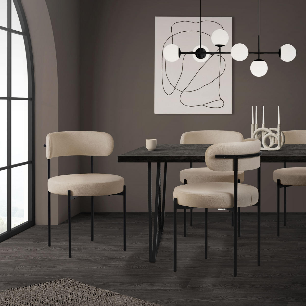 ESSZIMMERSTUHL 6er Set Teddystoff braun - Braun, Metall (53/78/50cm) - ML-DESIGN