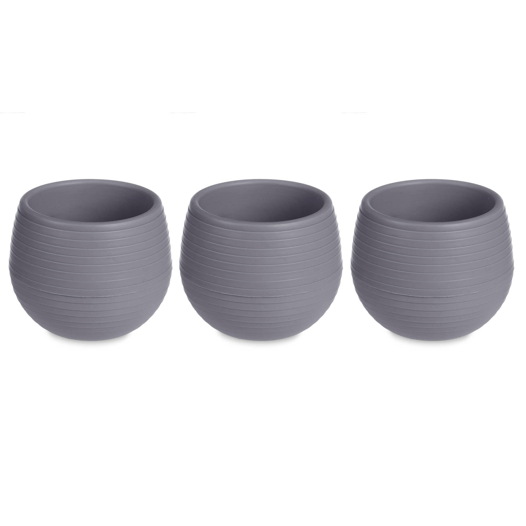 BLUMENTÖPFE Selbstbewässernd Kunststoff 14 cm, 3er-Set - Anthrazit, Kunststoff (14/14cm)