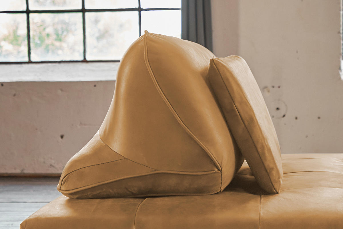 RÜCKENKISSEN WIOLO Braun Leder - Braun, Leder (80/46cm) - KAWOLA