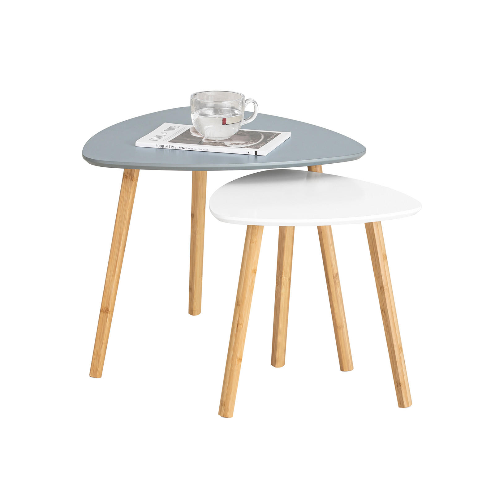 BEISTELLTISCH 2-tlg. Weiß-Grau - Weiß/Grau, Holz/Holzwerkstoff (52/55/45cm) - SoBuy
