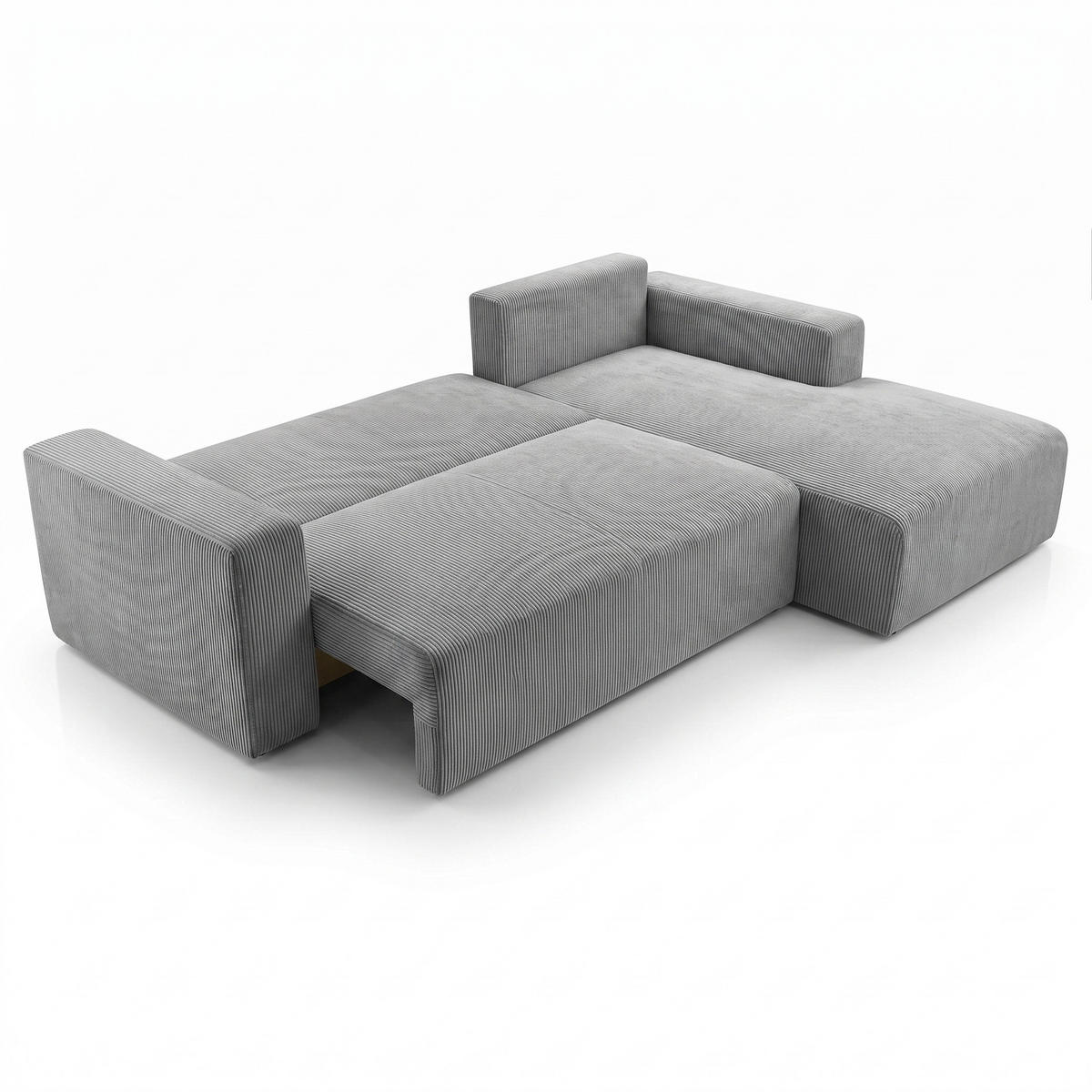 ECKSOFA PULA CORD HELLGRAU L - Rechts - Hellgrau/Schwarz, Kunststoff/Textil (279/187cm) - Luxkor24