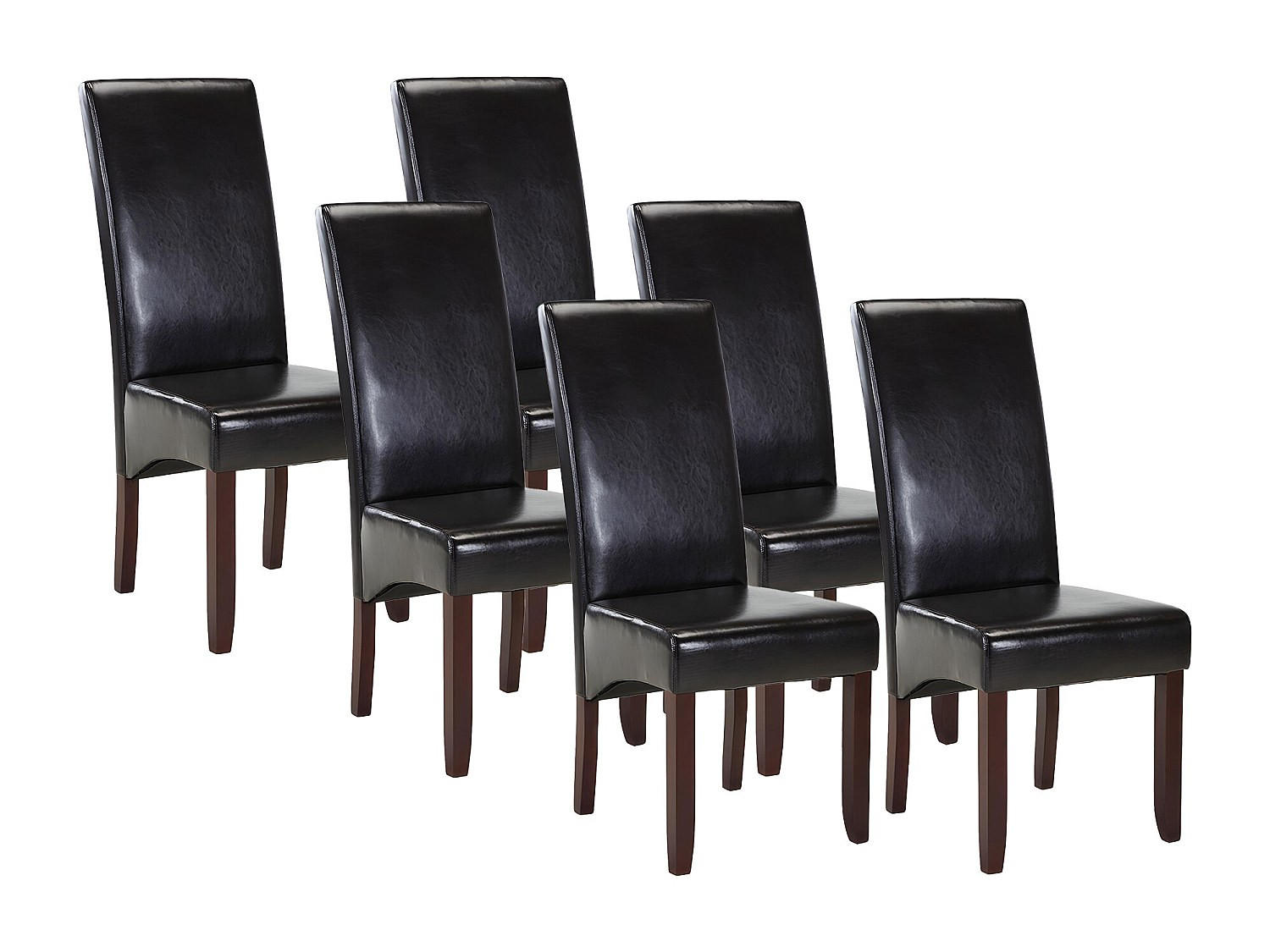 STUHL 6er-Set - Kunstleder - Braun - ROVIGO - Braun, Leder (63/107/47cm) - Vente-Unique