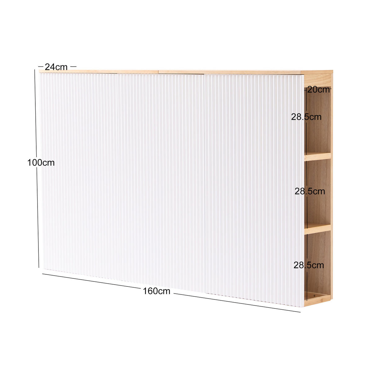 BETTKOPFTEIL Rechteckig 160 cm Holz - Weiß, Holz (159/100/24cm) - Nordlys