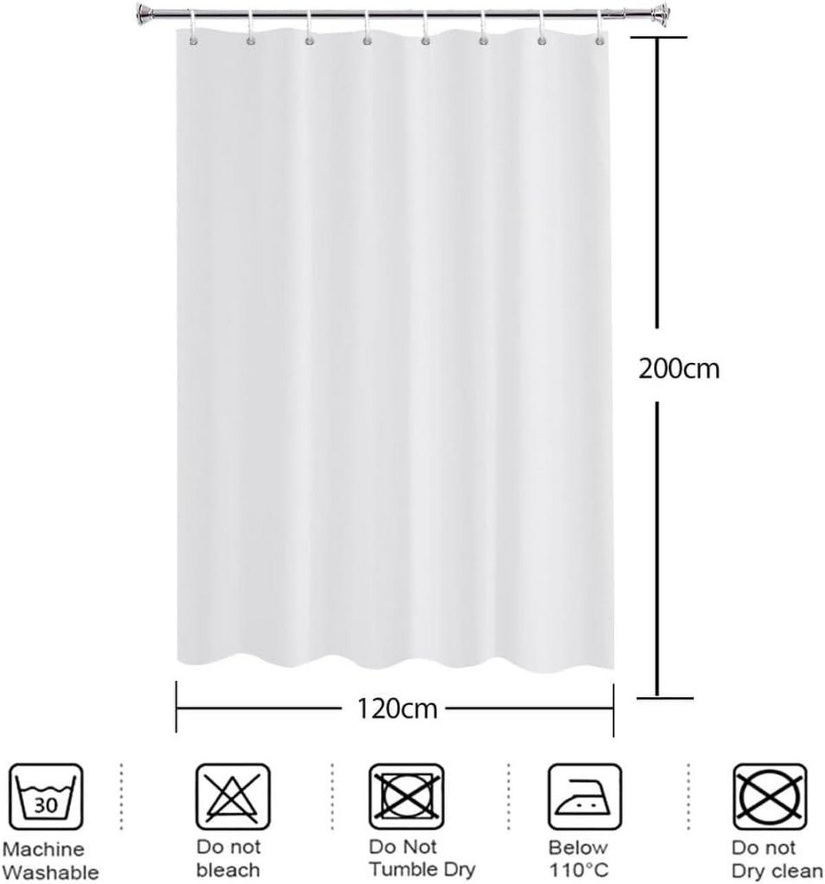 DUSCHVORHANG Weiß wasserdicht schimmelresistent mit Schlaufe Aufhängung Breite x Höhe 200 cm - Weiß, Kunststoff (120/200cm) - MCBOSON