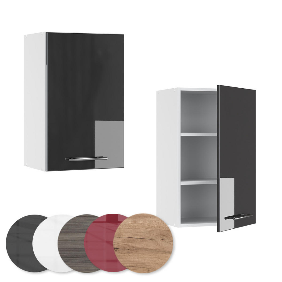 HÄNGESCHRANK Fame-Line Anthrazit Hochglanz 45 cm - Schwarz Hochglanz/Weiß, Holzwerkstoff (45/72/34.1cm) - Vicco