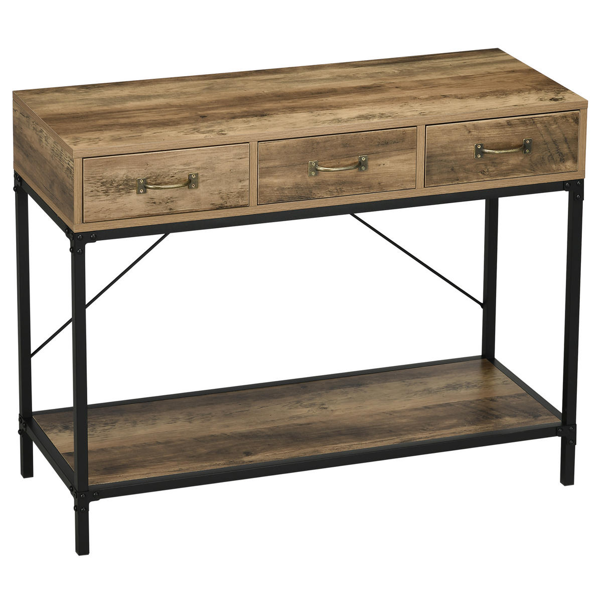 KONSOLENTISCH DE-16801 Hellbraun & Schwarz - Braun, Holzwerkstoff (100/35/76.5cm) - ComfortXL