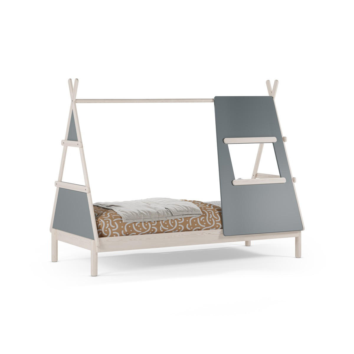 TIPIBETT 90x200 cm mit integriertem Fenster 104.6/219,4/159,3 cm - Grün, Holzwerkstoff (90/200cm) - Calicosy