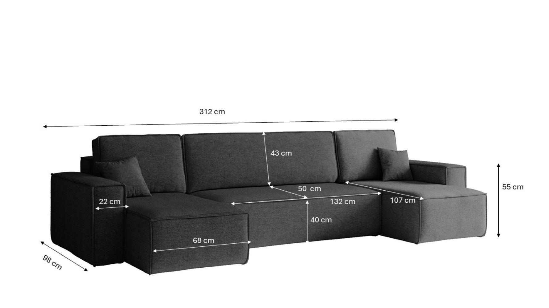 ECKSOFA U-Form Mit Schlaffunktion Und Bettkasten BEST Stoff Neve Dunkelgrau - Dunkelgrau, Holz/Kunststoff (312/142cm) - Kaiser Möbel