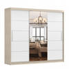 SCHWEBETÜRENSCHRANK Alba Sonoma Eiche/Weiß + Spiegel, mit LED-Beleuchtung 250 cm - Alufarben/Weiß, Glas/Holzwerkstoff (250/218/61cm) - imoebel24