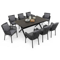 GARTENMÖBEL SET AFUERA 9er Set grau, schwarz - Grau, Kunststoff - IDIMEX