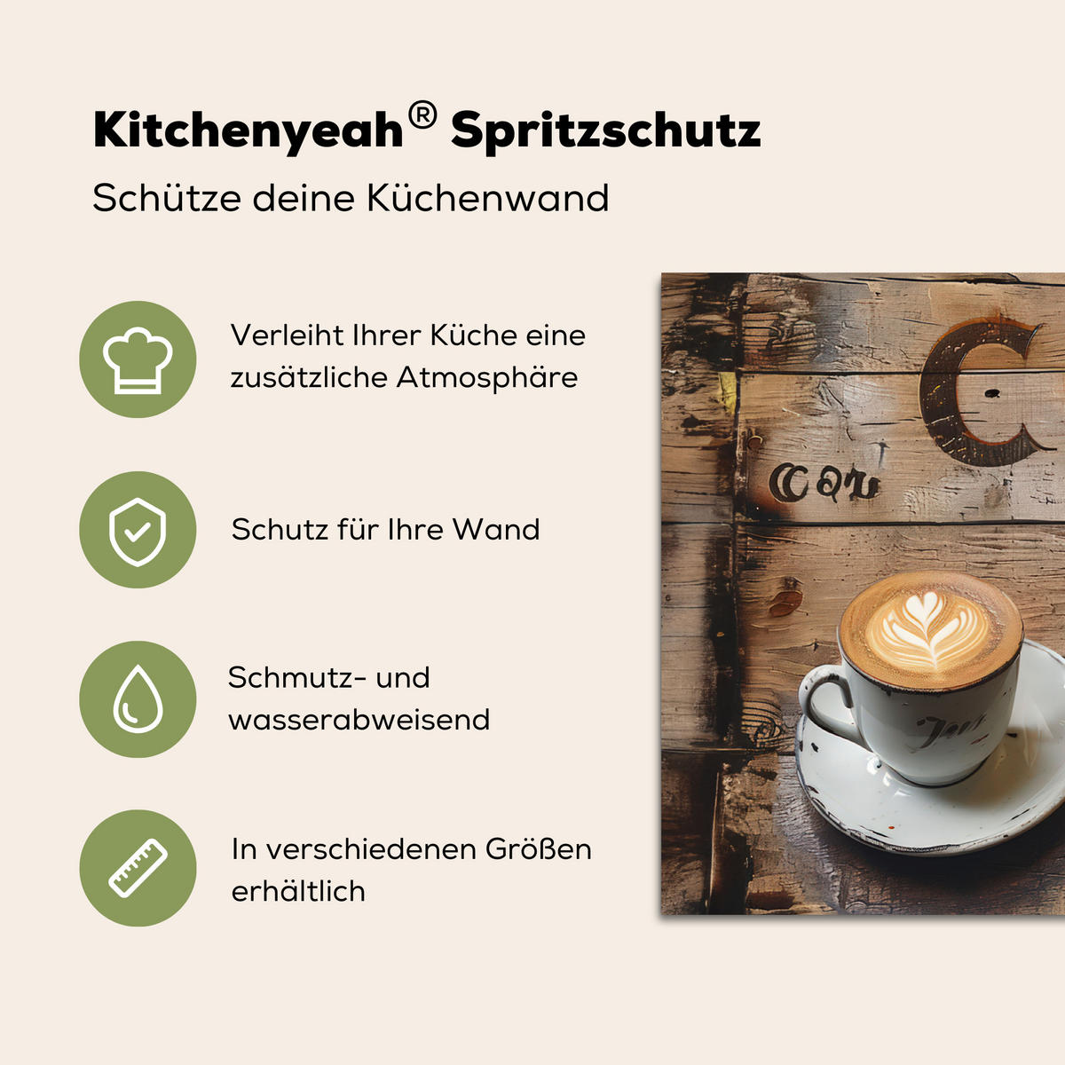 SPRITZSCHUTZ KÜCHE Cafe - Holz - Kaffee - Regale 60x40 cm - Schwarz, Metall (60/0.3/40cm) - MuchoWow