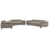 SEDACÍ SOUPRAVA PETER 1+2+3 - Šedobéžová Strukturovaná látka - černá/šedobéžová, kov/textil (262/76/99cm) - MKS