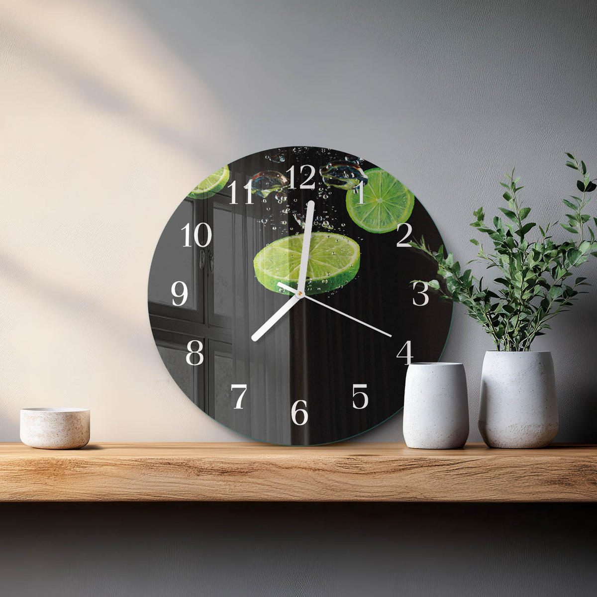 WANDUHR fi30 cm - Limes - Grün, Glas (30/30/0.4cm) - TULUP