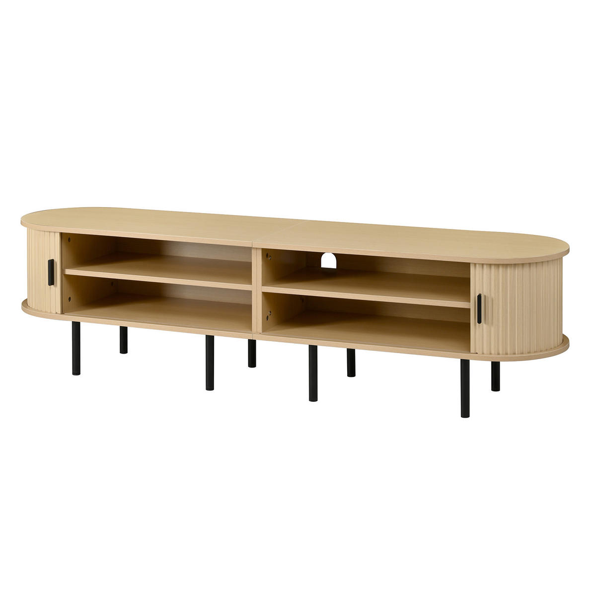 TV SKŘÍŇ v přírodní barvě TV skříňka s posuvnými dvířky a organizérem kabelů, B170/T40/H46cm - přírodní, kov/kompozitní dřevo (170/46/40cm) - STILVORA
