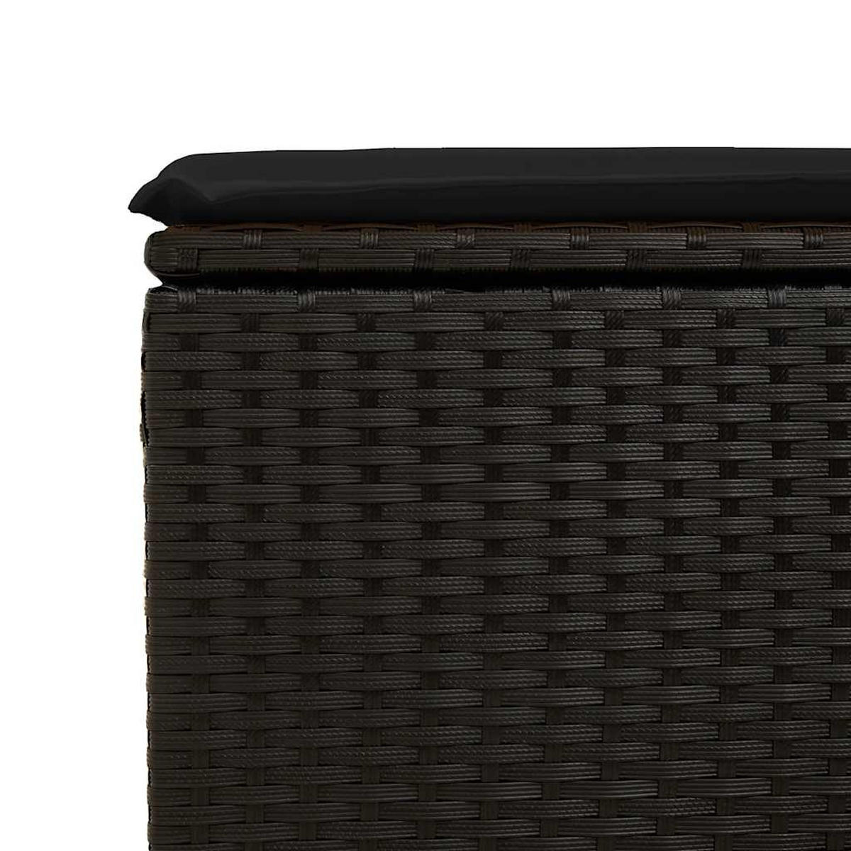 GARTENHOCKER Mit Kissen Schwarz 55/55/37 Cm Poly Rattan - Schwarz, Kunststoff (55/37/55cm) - vidaXL
