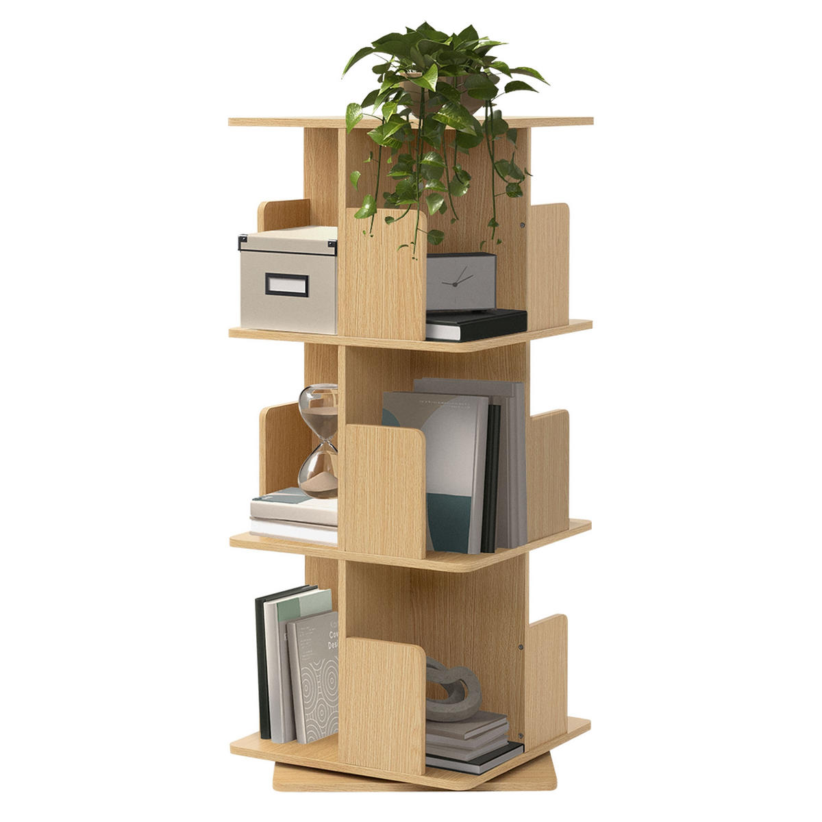 BÜCHERREGAL Kinder mit 3 Ebenen Eiche 40x94x40 cm Drehbar 360 Grad - Beige, Holzwerkstoff (40/94/40cm) - ML-DESIGN