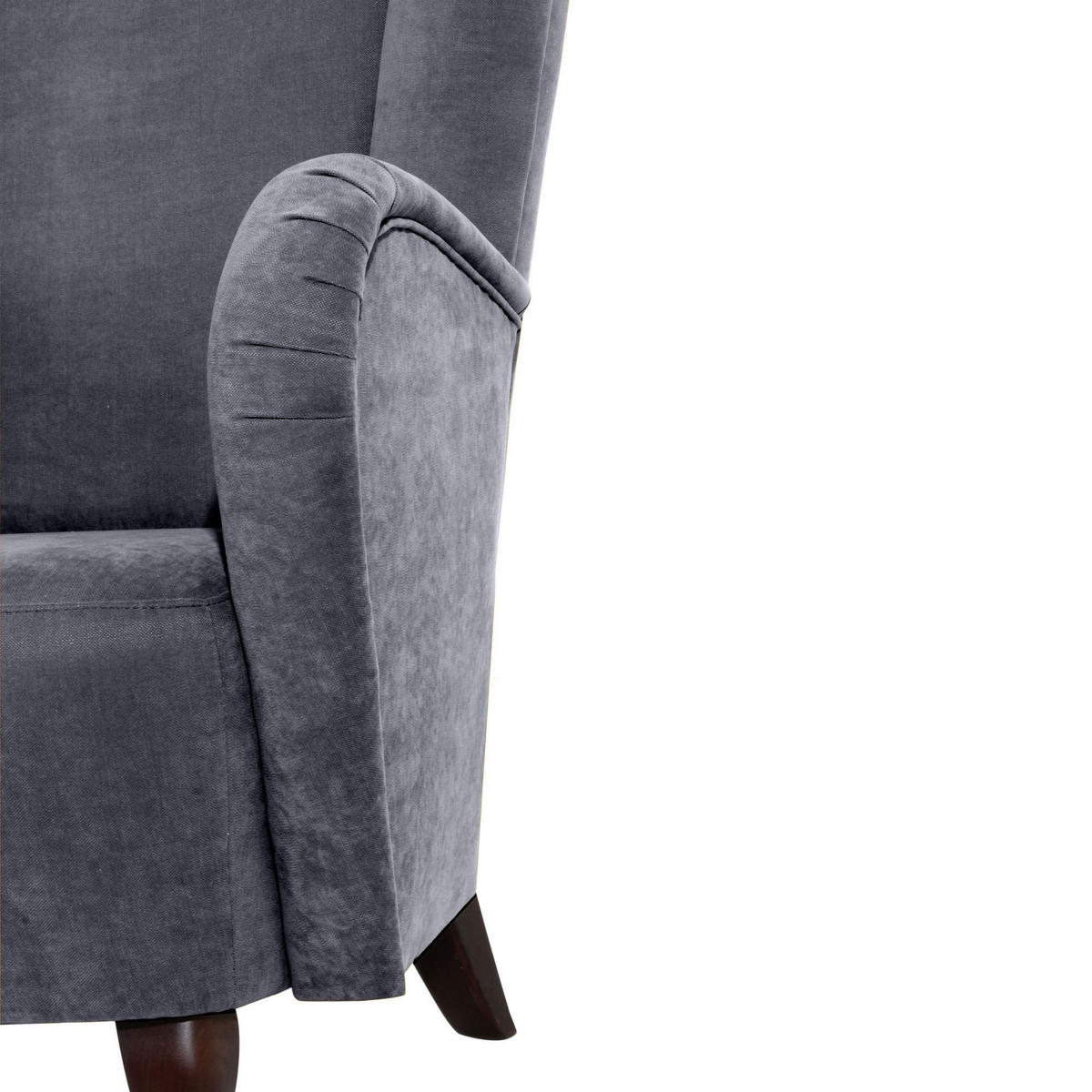 HOCHLEHNSESSEL Kailey Bezug Velourstoff Buche nussbaum dunkel / anthrazit - Anthrazit, Kunststoff (96/122/89cm) - 58aufmkessel