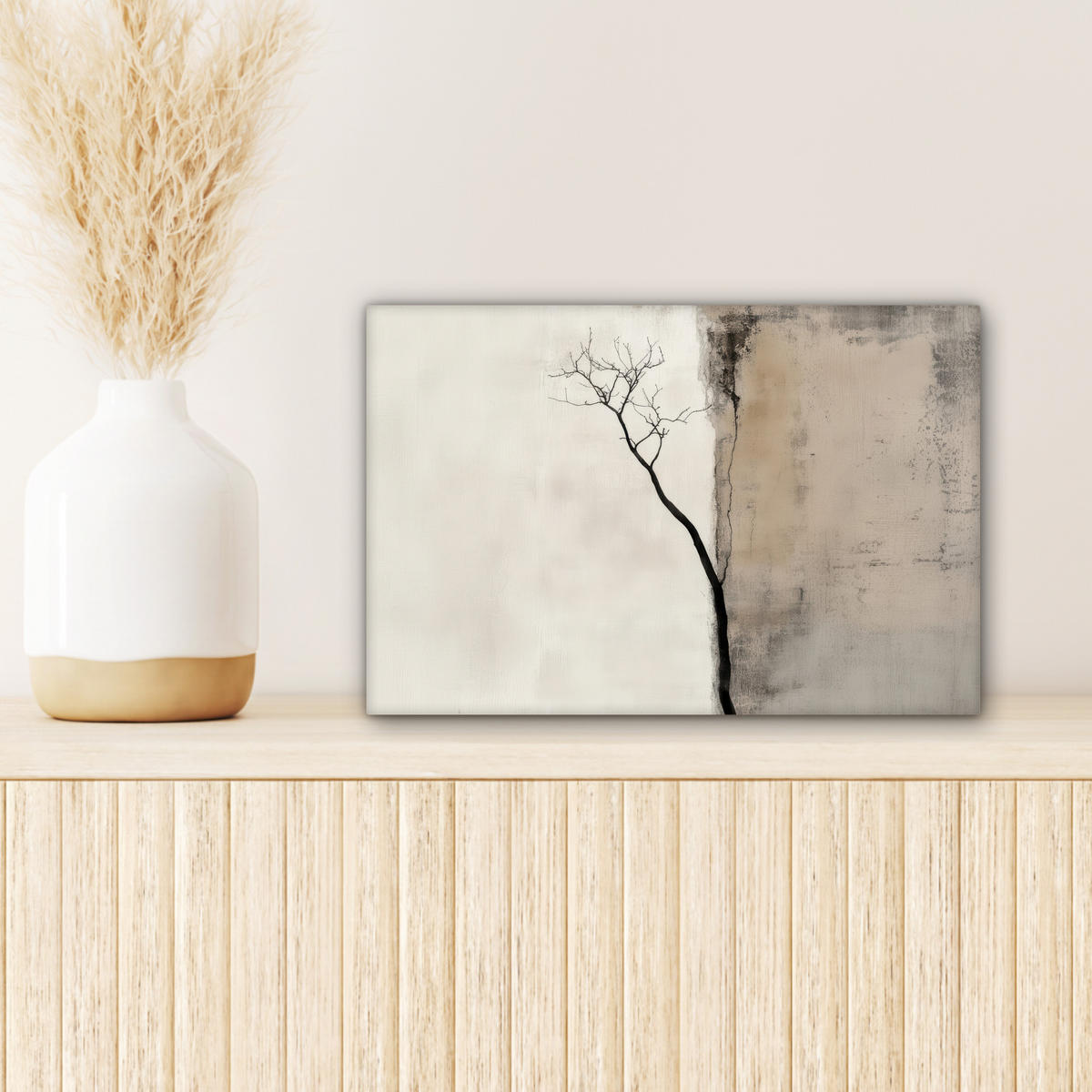 LEINWANDBILD Wabi sabi - Pflanze - Beige 30x20 cm - Taupe, Textil (30/20cm) - MuchoWow