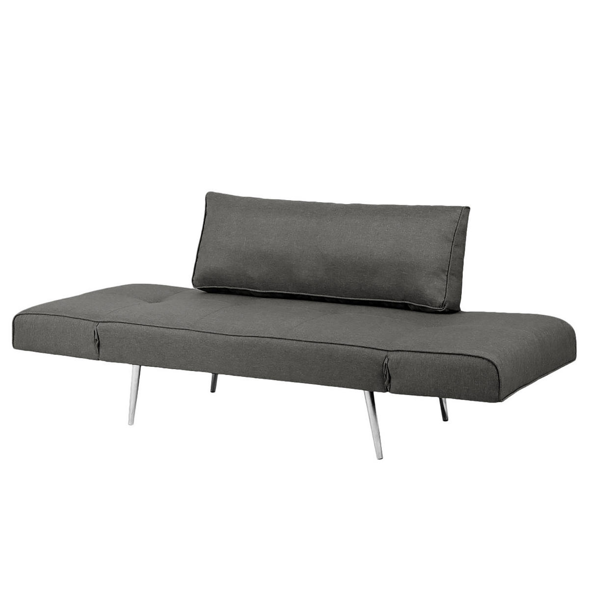 SCHLAFSOFA - Webstoff - Silberfarben/Grau, Textil/Metall (152/74/74cm) - home24