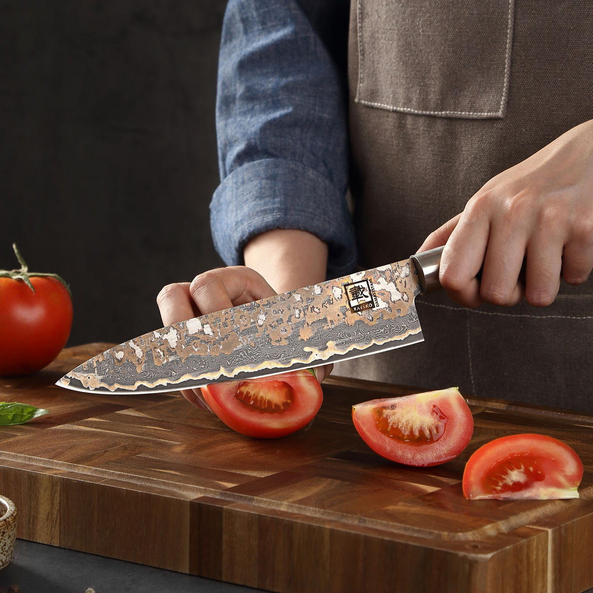 CHEFMESSER MysticMagma - Edelstahlfarben/Ahornfarben, Holz/Metall (33cm) - Zayiko