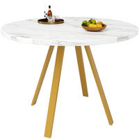 ESSTISCH 80/80/75 cm in Weiß/Gold mit Marmoroptik und Metallgestell - Weiß, Holzwerkstoff (80/80/75cm) - Flora Grace