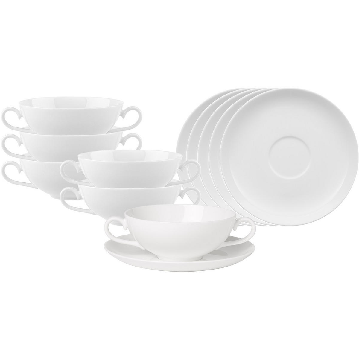 SUPPENTASSEN MIT UNTERTASSEN Royal weiß 200 ml 6er Set - Weiß, Keramik (17.9/7.5/17.9cm) - Villeroy & Boch