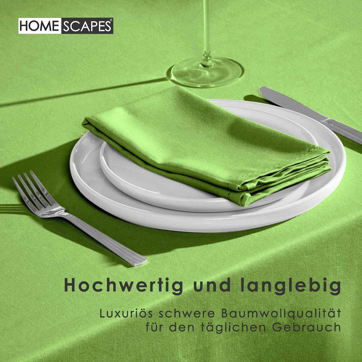 TISCHDECKE limette 137/228 cm, 100% Baumwolle - Limette, Textil (137/228cm) - Homescapes