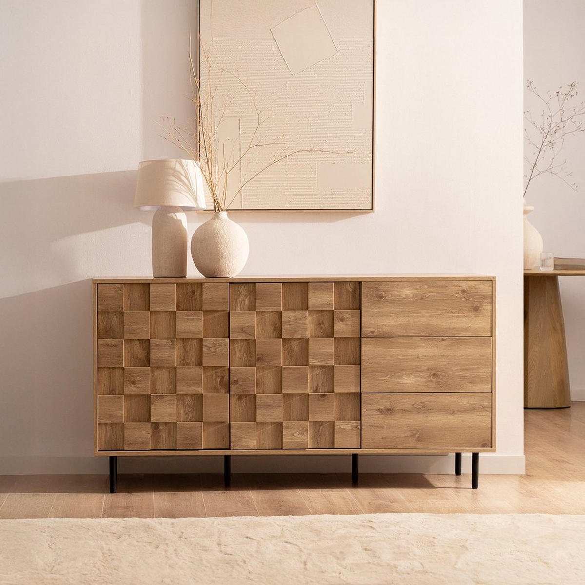 SIDEBOARD GROSSES Ivar Natürlich 160 cm x 80 cm - Naturfarben, Holzwerkstoff (160/80/40cm) - Klast Home