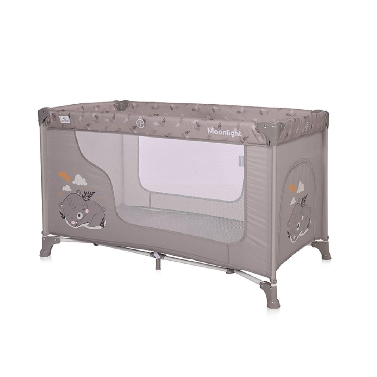BABY REISEBETT Laufstall Moonlight braun seitliche Öffnung Tragetasche faltbar - Braun, Kunststoff (60/120cm) - Lorelli