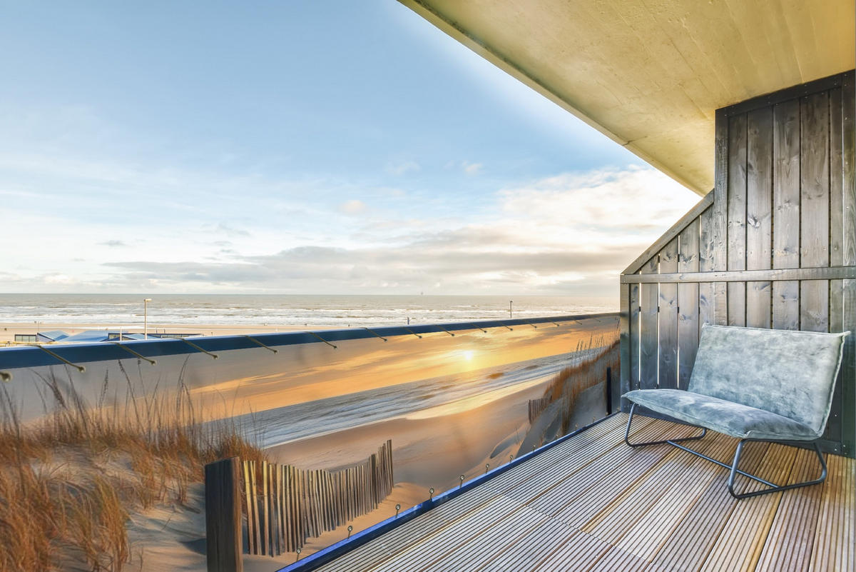 BALKON-SICHTSCHUTZ Strand - Dünen - Sonnenuntergang 500x110 cm - Sandfarben, Kunststoff (500/110cm) - MuchoWow