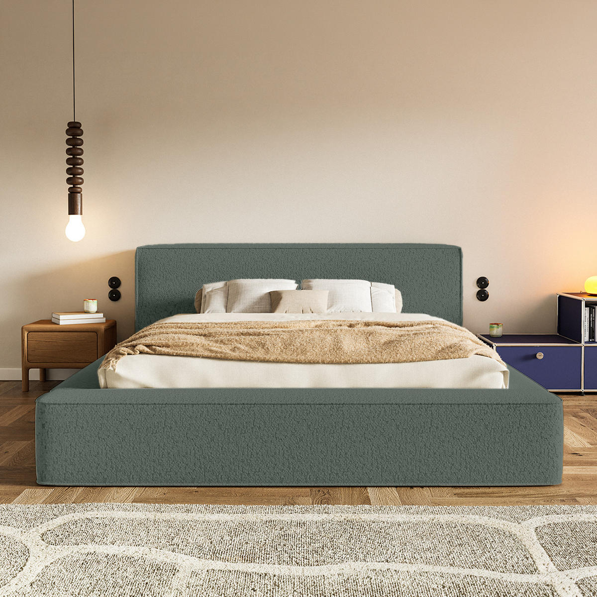 POLSTERBETT Mummo Premium 160x200 cm, Grün - Grün, Textil (200/160cm) - Fedve