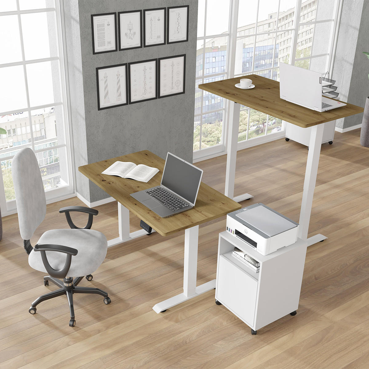 SCHREIBTISCH Ergo Holz und Weiß - Weiß, Holzwerkstoff (65/120/73cm) - Petits-meubles