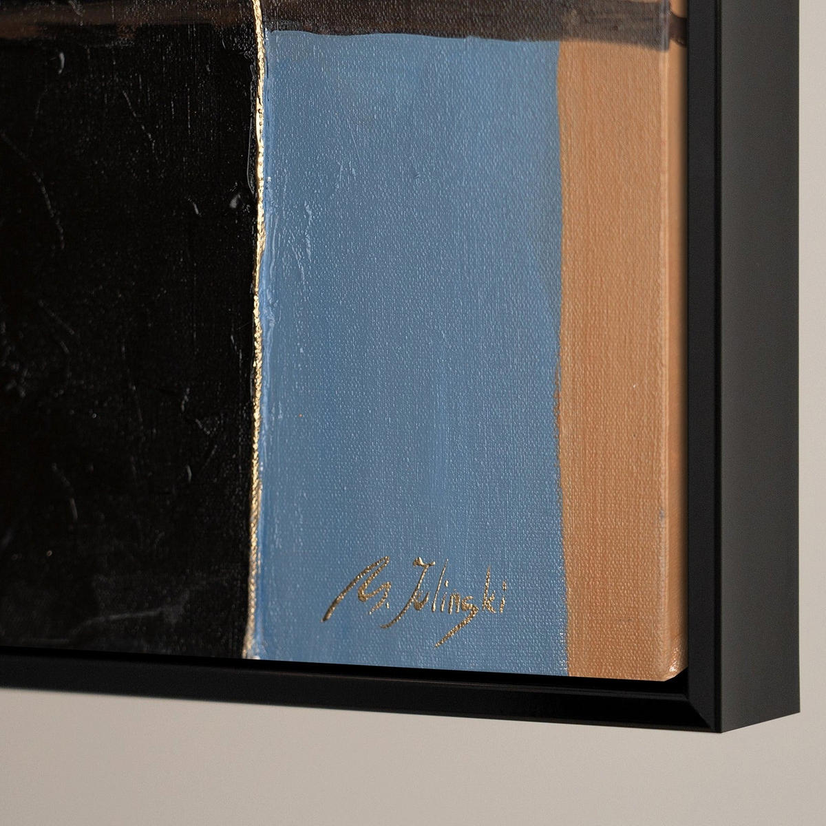 GEMÄLDE Gestreifte Symphonie Schattenfugenrahmen Schwarz 180x120 cm - Schwarz, Holz (180/120cm) - YS-art gallery