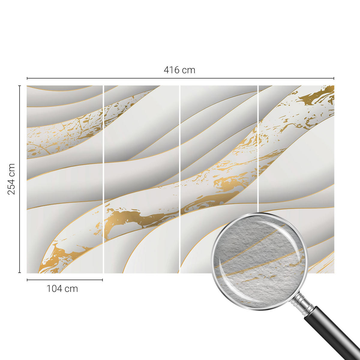 FOTOTAPETE 416x254 cm - Dynamische Muster - Weiß, Textil (416/254cm) - Wallfluent