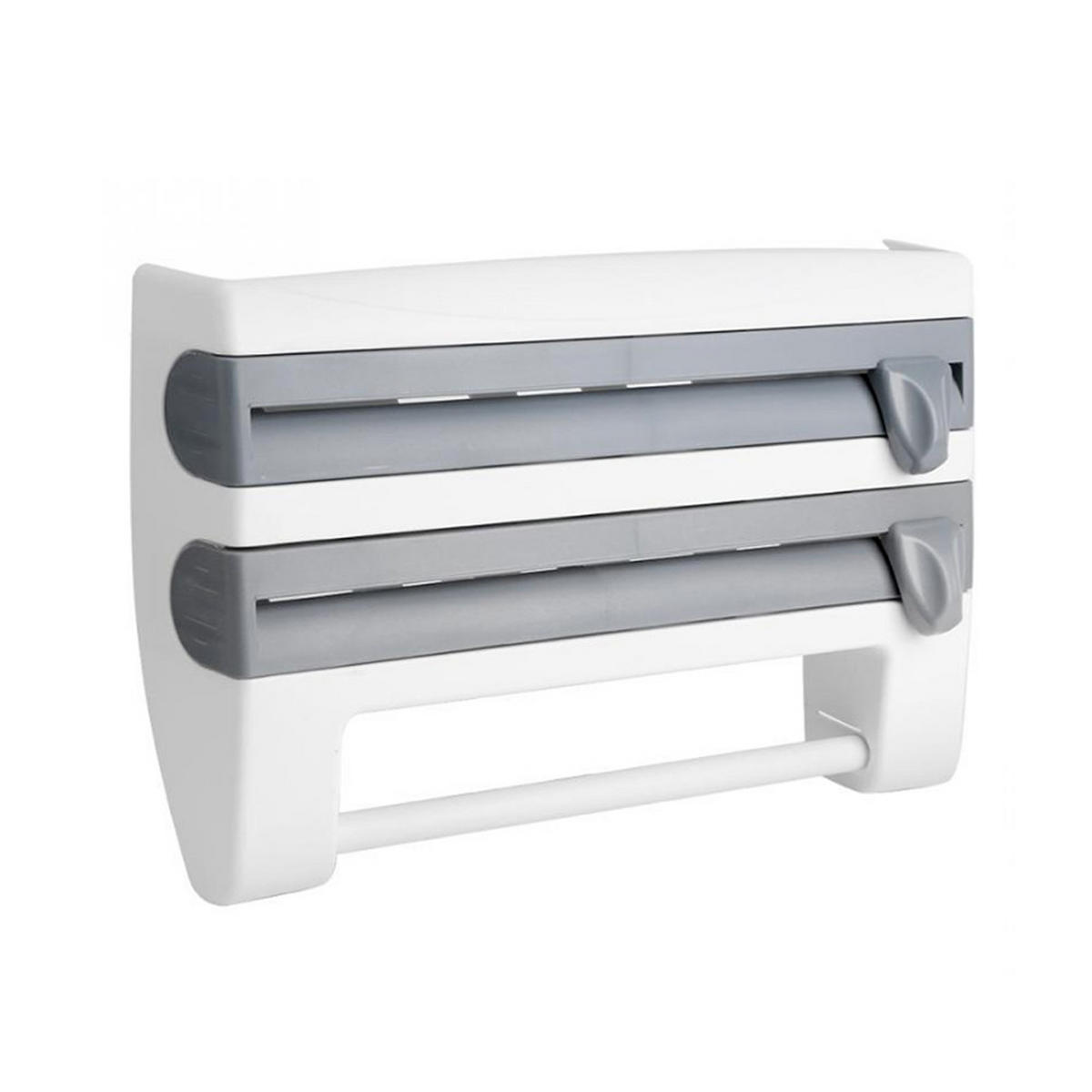 FRISCHHALTEFOLIENSPENDER grau mit Gewürzregal multifunktional 39/24/10 cm - Grau, Kunststoff (39/10/24cm) - Livingandhome