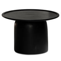 COUCHTISCH Rund Schwarz Mango Massivholz, 60x60x40 cm, Erhöhter Rand, Trommelgestell - Schwarz, Holz (60/60/40cm) - KADIMA DESIGN